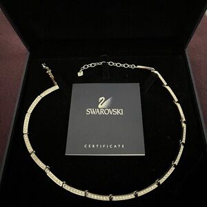 Swarovski sparking, white, rectangle cut necklace